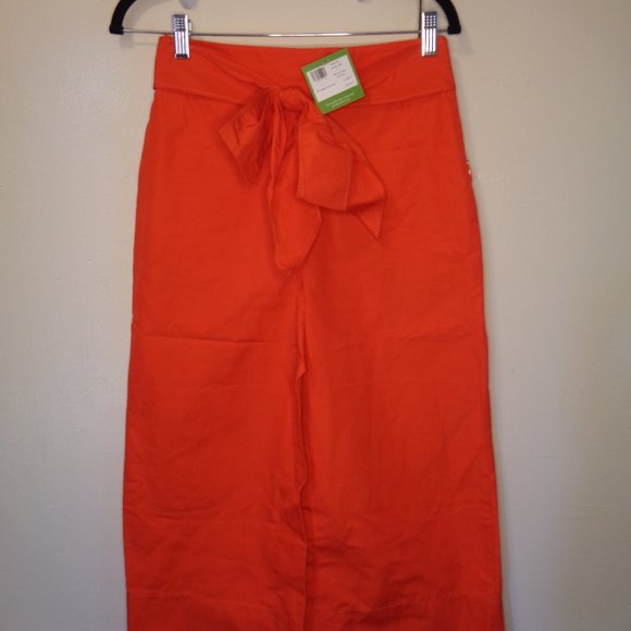 kate spade Pants - Kate Spade Bright Orange Cotton Linen Culottes